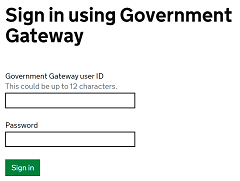 Sign in using Government Gateway